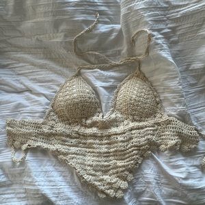 boho knitted open back halter